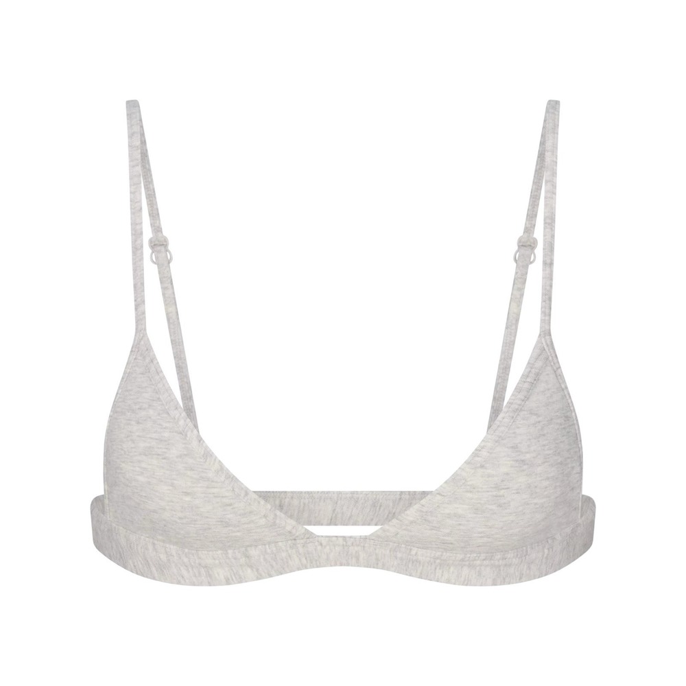 Skims Everyday Cotton Triangle Bralette - New - Light Heather Gray - Small